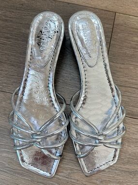 SCHUTZ Silver Strappy Slide Mules
